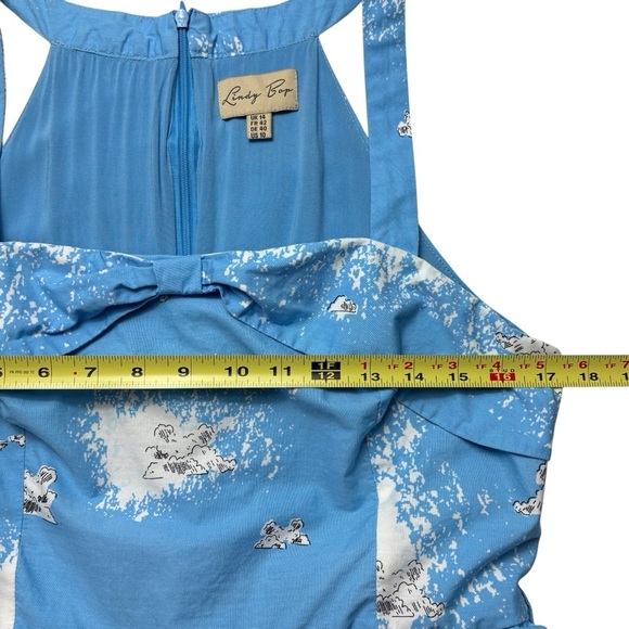 Lindy Bop Carmela Paris Border Swing Dress US Size 10 Blue Retro Pinup *Read - Picture 11 of 16